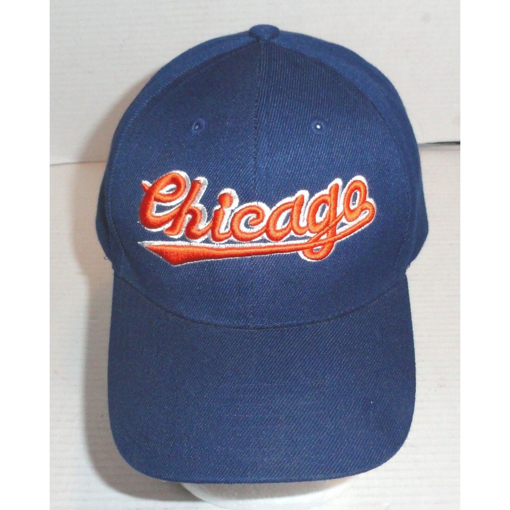 Chicago Spell Out Hook & Loop Adjustable Hat by City Hunter - Navy